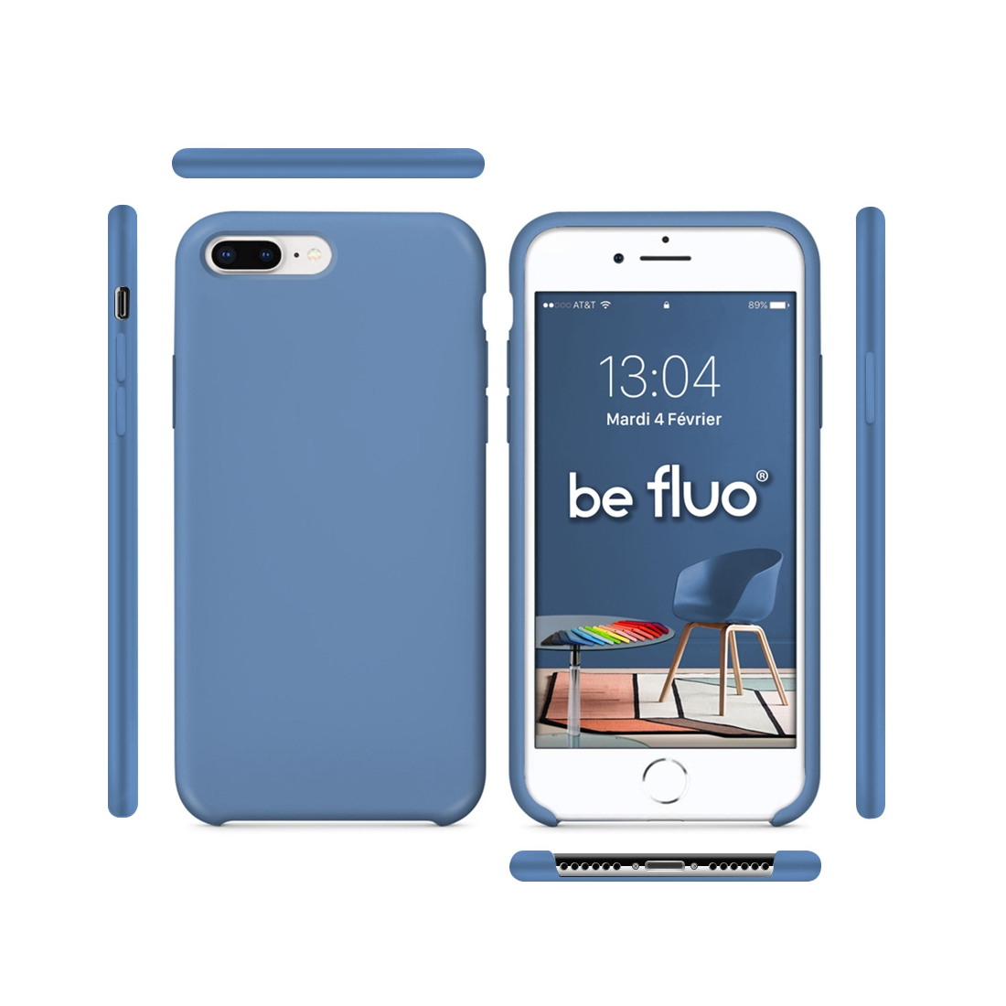 Moxie Coque iPhone 7 Plus/8 Plus [BeFluo] Coque Silicone Fine et Légère pour iPhone 8 Plus et iPhone 7 Plus, Intérieur Microfibr