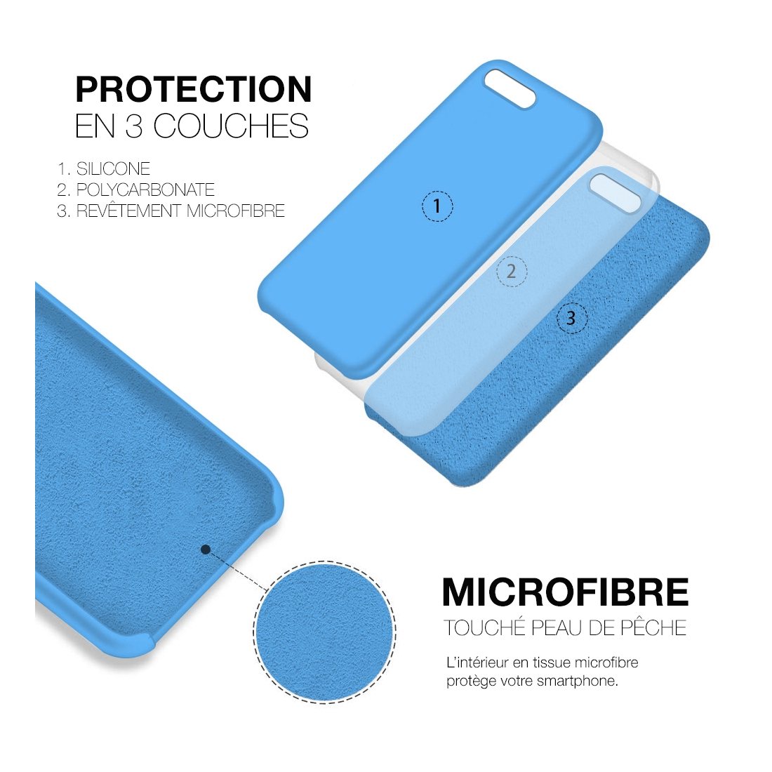 Moxie Coque iPhone 7 Plus/8 Plus [BeFluo] Coque Silicone Fine et Légère pour iPhone 8 Plus et iPhone 7 Plus, Intérieur Microfibr