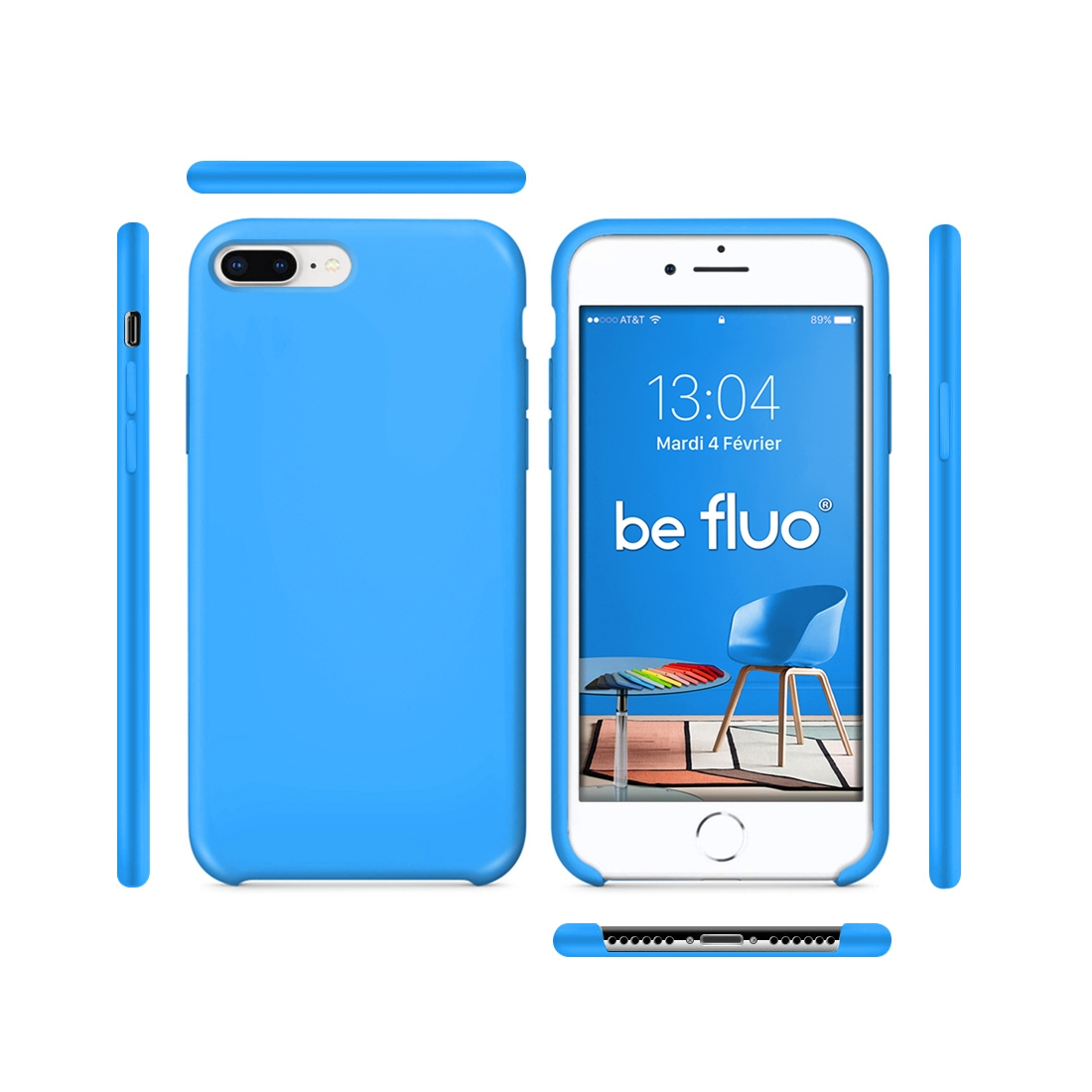 Moxie Coque iPhone 7 Plus/8 Plus [BeFluo] Coque Silicone Fine et Légère pour iPhone 8 Plus et iPhone 7 Plus, Intérieur Microfibr