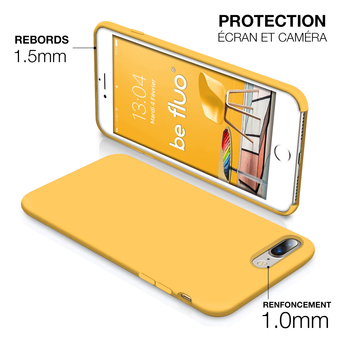 Moxie Coque iPhone 7 Plus/8 Plus [BeFluo] Coque Silicone Fine et Légère pour iPhone 8 Plus et iPhone 7 Plus, Intérieur Microfibr