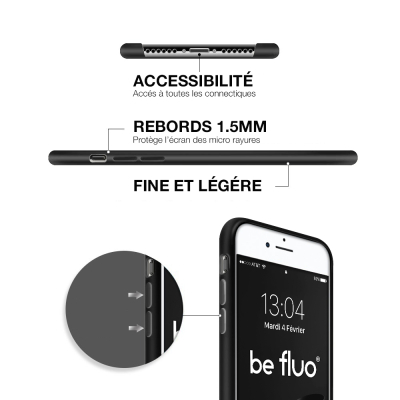 Moxie Coque iPhone 7 Plus/8 Plus [BeFluo] Coque Silicone Fine et Légère pour iPhone 8 Plus et iPhone 7 Plus, Intérieur Microfibr