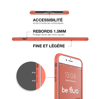 Moxie Coque iPhone 7 Plus/8 Plus [BeFluo] Coque Silicone Fine et Légère pour iPhone 8 Plus et iPhone 7 Plus, Intérieur Microfibr