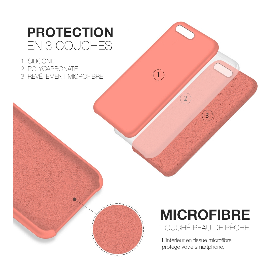 Moxie Coque iPhone 7 Plus/8 Plus [BeFluo] Coque Silicone Fine et Légère pour iPhone 8 Plus et iPhone 7 Plus, Intérieur Microfibr