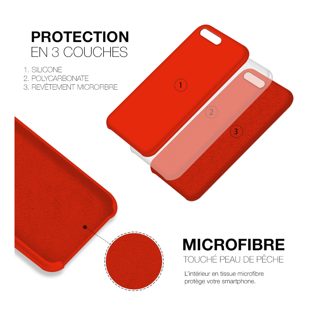 Moxie Coque iPhone 7 Plus/8 Plus [BeFluo] Coque Silicone Fine et Légère pour iPhone 8 Plus et iPhone 7 Plus, Intérieur Microfibr