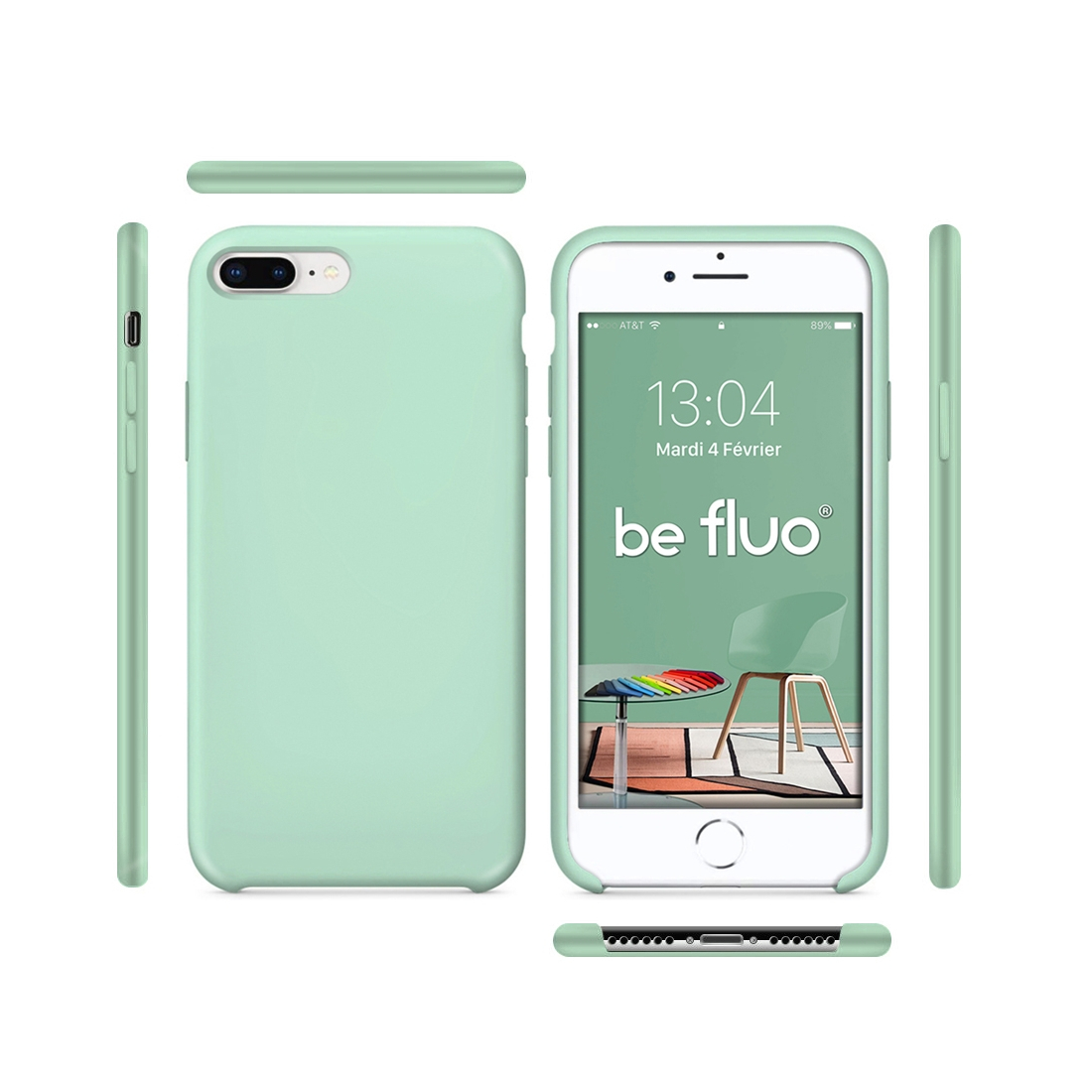 Moxie Coque iPhone 7 Plus/8 Plus [BeFluo] Coque Silicone Fine et Légère pour iPhone 8 Plus et iPhone 7 Plus, Intérieur Microfibr