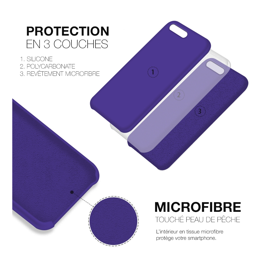 Moxie Coque iPhone 7 Plus/8 Plus [BeFluo] Coque Silicone Fine et Légère pour iPhone 8 Plus et iPhone 7 Plus, Intérieur Microfibr
