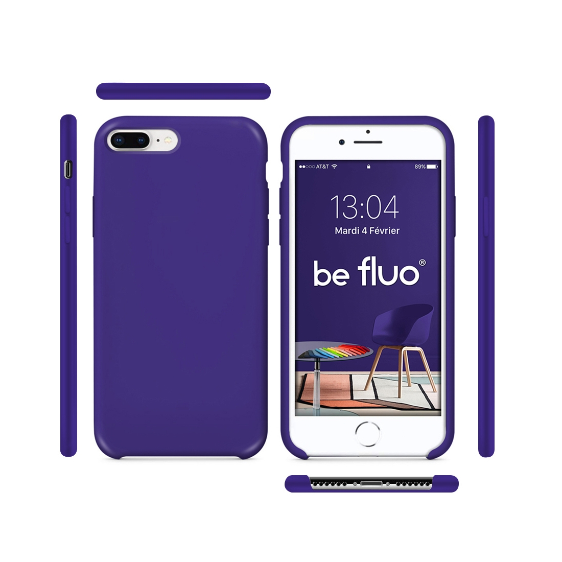 Moxie Coque iPhone 7 Plus/8 Plus [BeFluo] Coque Silicone Fine et Légère pour iPhone 8 Plus et iPhone 7 Plus, Intérieur Microfibr