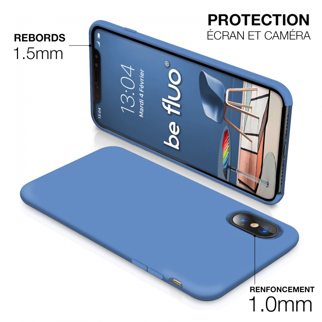 Moxie Coque iPhone XS / iPhone X [BeFluo] Coque Silicone Fine et Légère pour iPhone XS 5.8" et iPhone X, Intérieur Microfibre, C