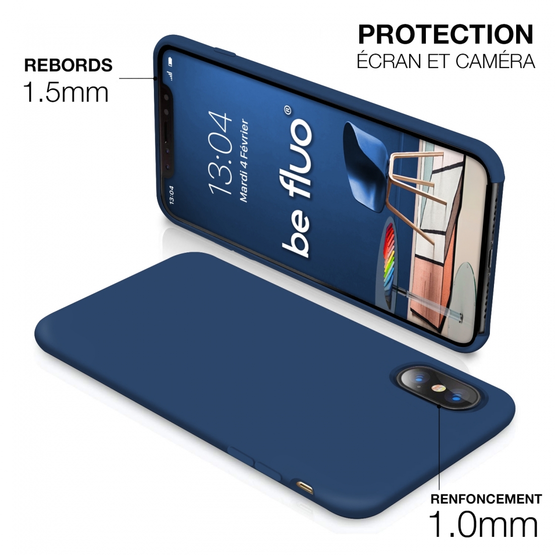 Moxie Coque iPhone XS / iPhone X [BeFluo] Coque Silicone Fine et Légère pour iPhone XS 5.8" et iPhone X, Intérieur Microfibre, C