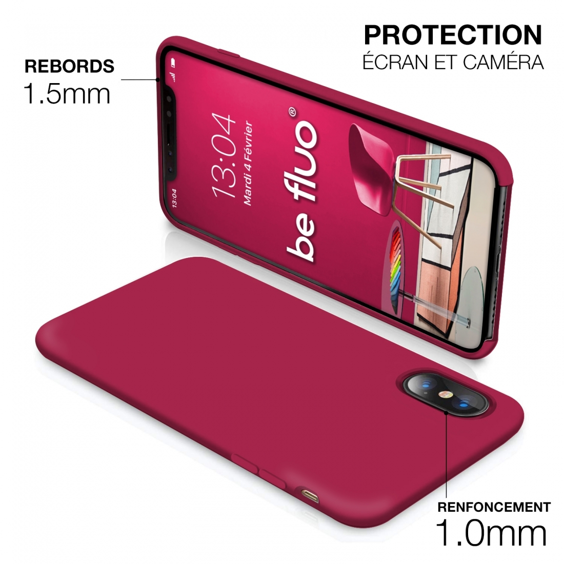 Moxie Coque iPhone XS / iPhone X [BeFluo] Coque Silicone Fine et Légère pour iPhone XS 5.8" et iPhone X, Intérieur Microfibre, C