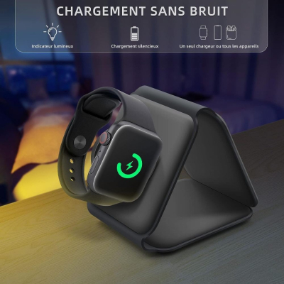 Chargeur sans fil 3 en 1 MagSafe 15W - Noir | VOG IMPORT