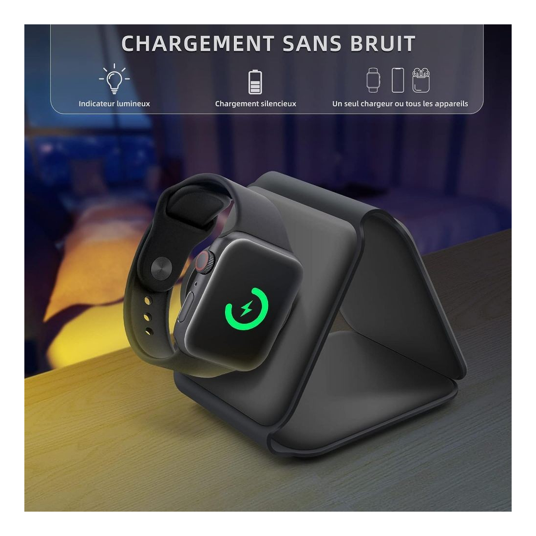 Chargeur sans fil 3 en 1 MagSafe 15W - Noir | VOG IMPORT
