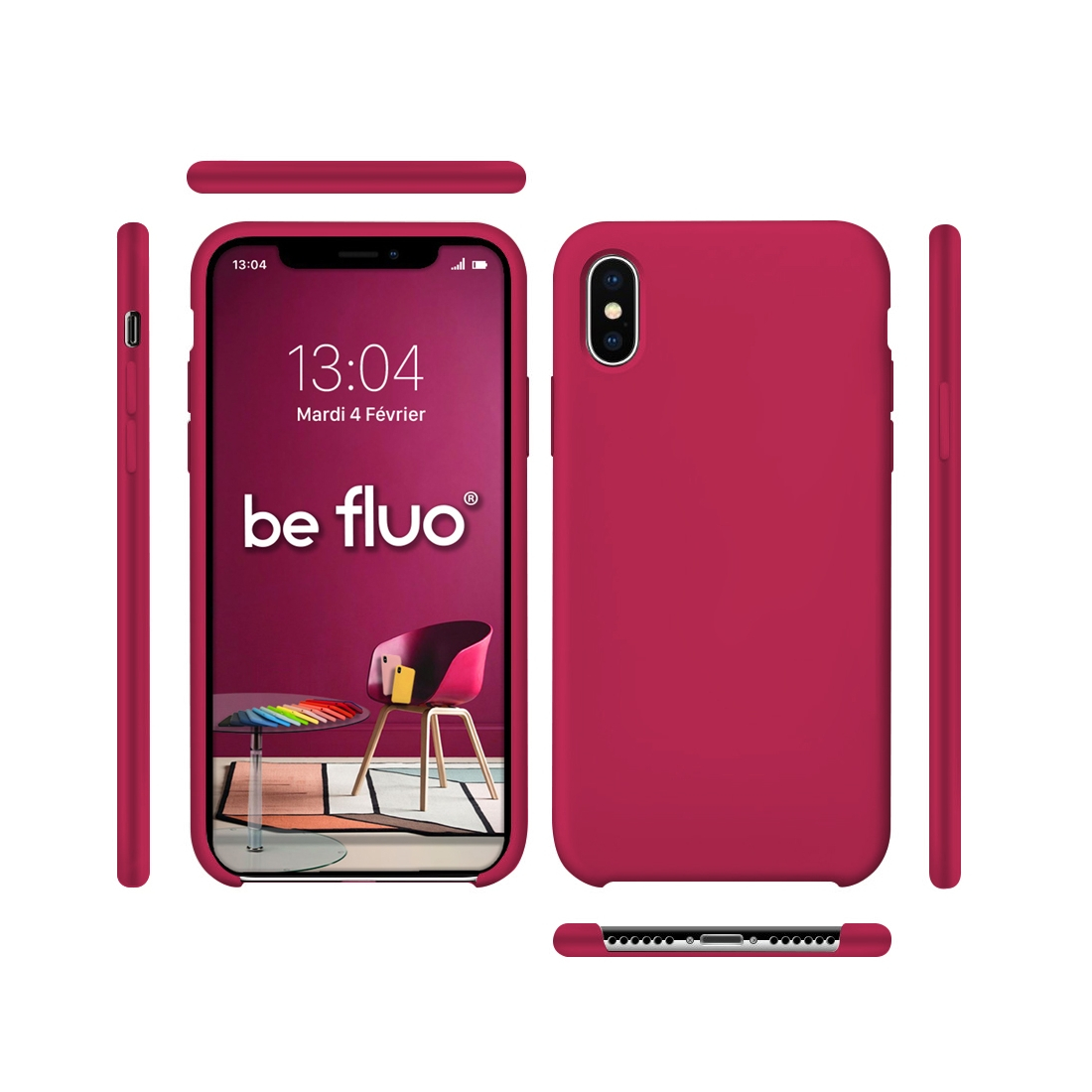 Moxie Coque iPhone XS / iPhone X [BeFluo] Coque Silicone Fine et Légère pour iPhone XS 5.8" et iPhone X, Intérieur Microfibre, C