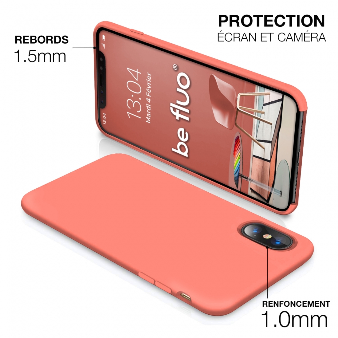 Moxie Coque iPhone XS / iPhone X [BeFluo] Coque Silicone Fine et Légère pour iPhone XS 5.8" et iPhone X, Intérieur Microfibre, C
