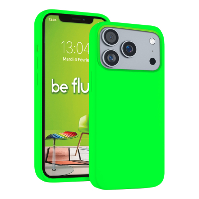 Coque silicone Moxie BeFluo fine et légère, intérieur microfibre, pour iPhone - Vert fluo