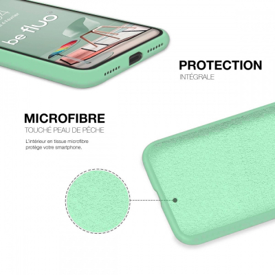 Coque silicone Moxie BeFluo fine et légère, intérieur microfibre, pour iPhone - Menthe poivrée