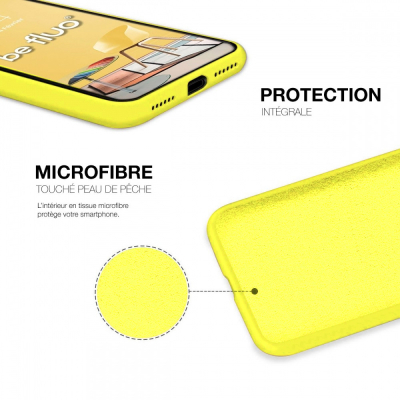 Coque silicone Moxie BeFluo fine et légère, intérieur microfibre, pour iPhone - Jaune fluo