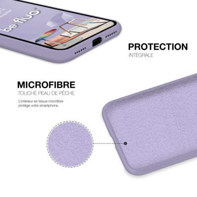 Coque silicone Moxie BeFluo fine et légère, intérieur microfibre, pour iPhone - Lilas