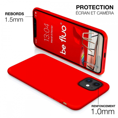 Coque silicone Moxie BeFluo fine et légère, intérieur microfibre, pour iPhone - Rouge