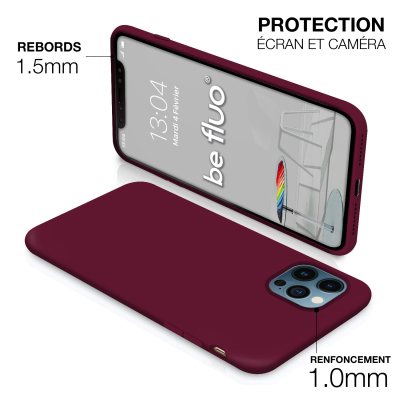 Coque silicone Moxie BeFluo fine et légère, intérieur microfibre, pour iPhone - Lie de vin