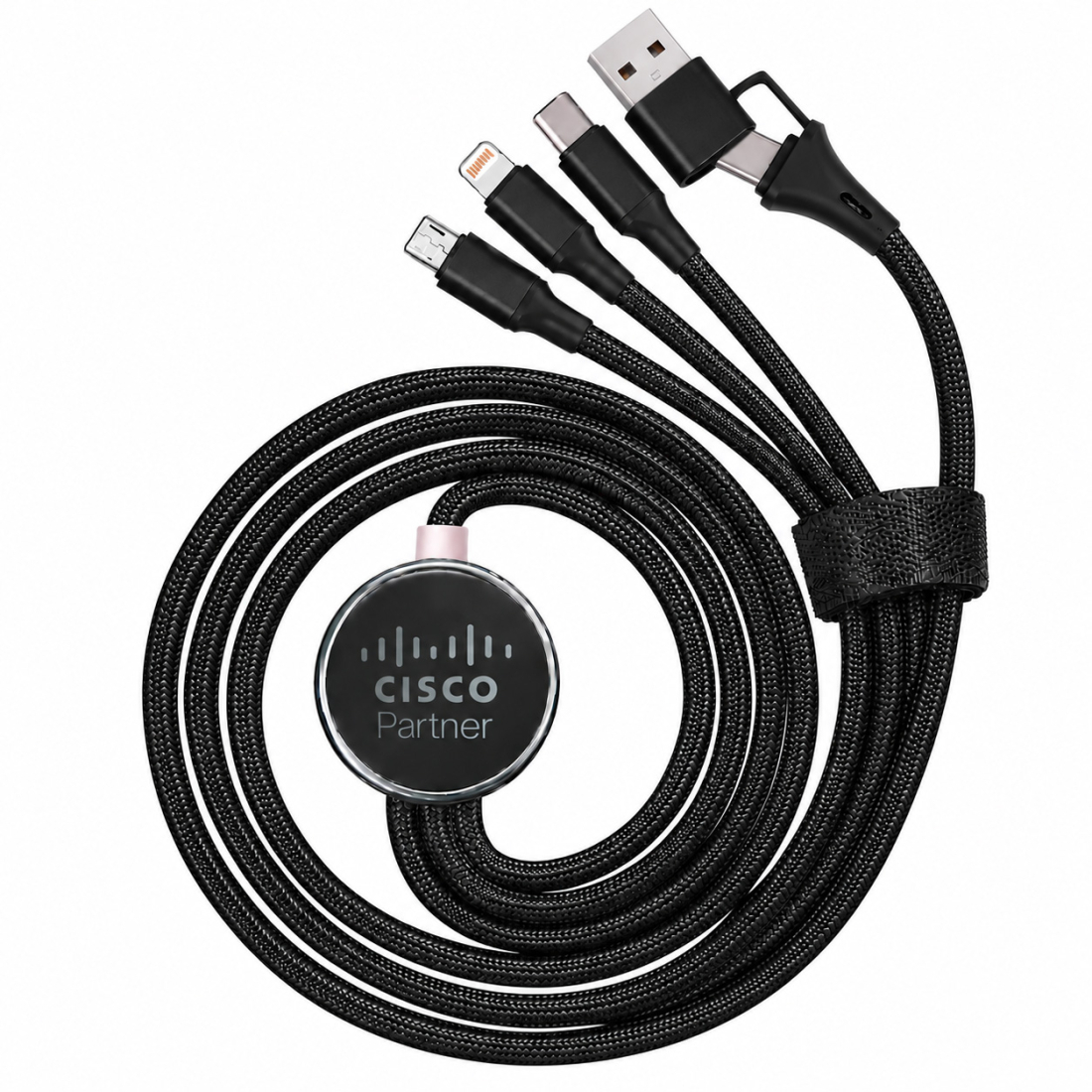 Câble 5 en 1 avec logo lumineux LED 1,2 m | VOG IMPORT