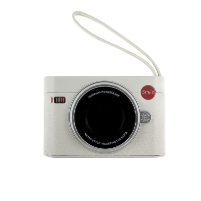 Batterie de secours 10 000 mAh retro style appareil photo - Blanc