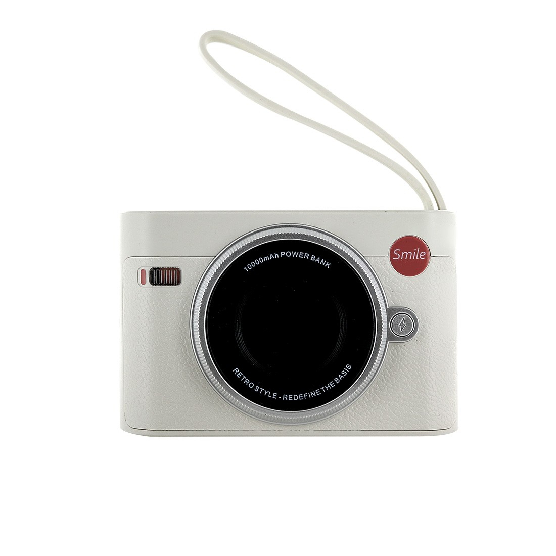 Batterie de secours 10 000 mAh retro style appareil photo - Blanc
