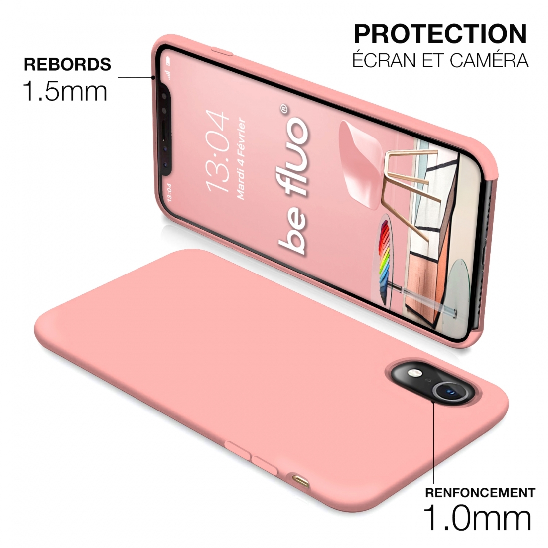 Moxie Coque iPhone XR [BeFluo] Coque Silicone Fine et Légère pour iPhone XR 6.1, Intérieur Microfibre, Coque Anti-chocs et Anti-