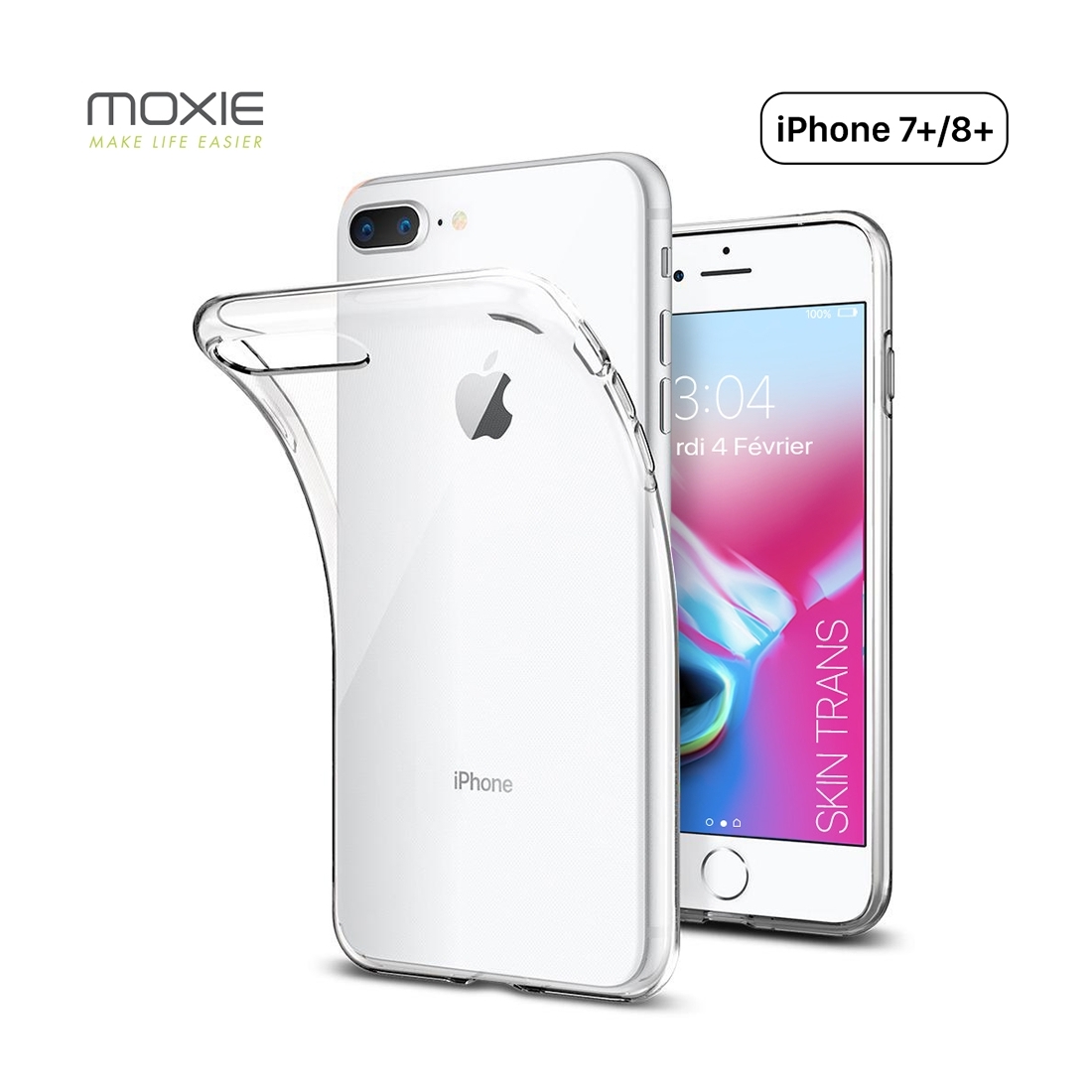 Moxie Coque iPhone 7 Plus / iPhone 8 Plus [Skintrans] Coque en TPU Souple Transparente Ultra Fine en Silicone, Anti-traces, Ajus