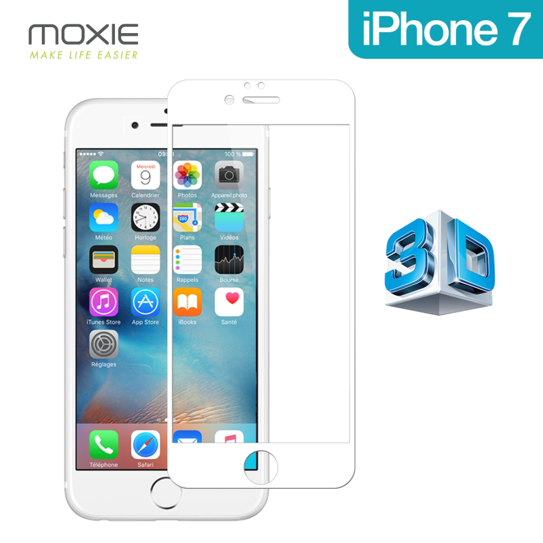 Glass Moxie Ultimate 3D Full Cover HD Blanche pour iPhone 7/8/SE 2020