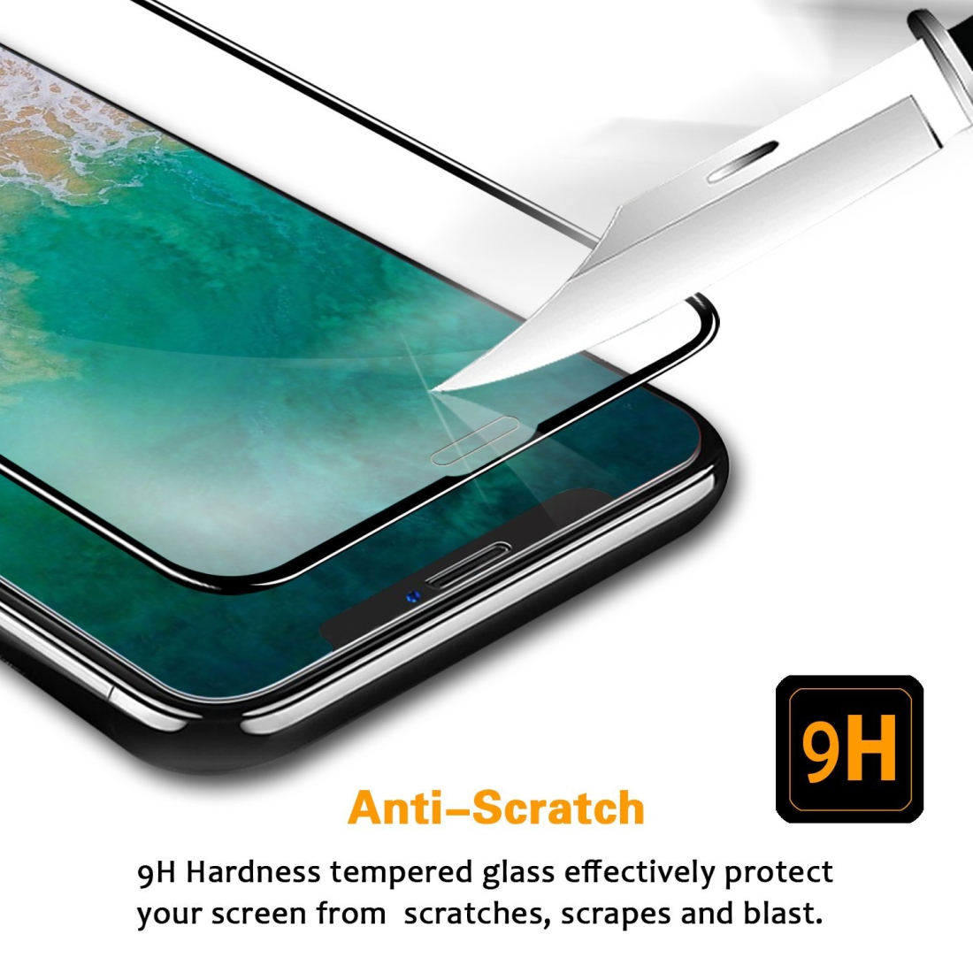 Protection d'écran iPhone X en Verre Trempé, Moxie [Ultimate 6D] [Full Glass 0.15mm 9H] Film en Verre Trempé pour iPhone X [Blac