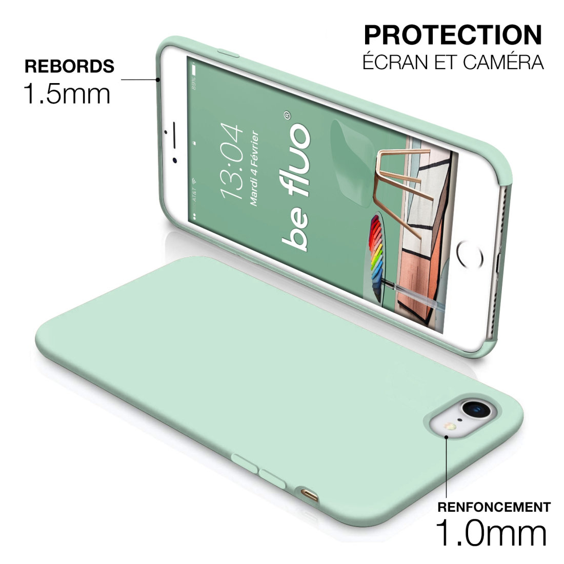Moxie Coque iPhone 7/8/SE 2020 [BeFluo] Coque Silicone Fine et Légère pour iPhone 8, iPhone 7 et iPhone SE 2020, Intérieur Micro