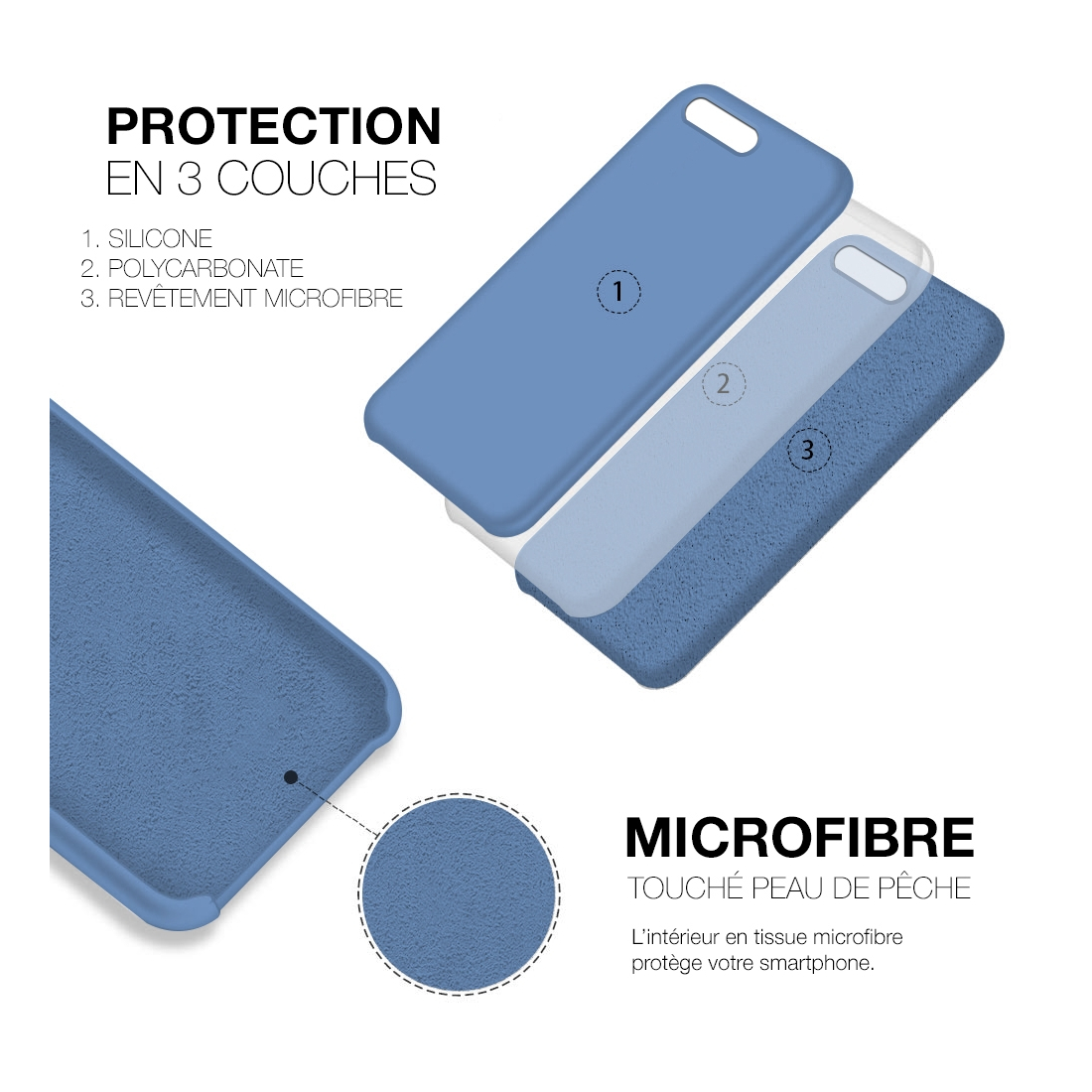 Moxie Coque iPhone 7 Plus/8 Plus [BeFluo] Coque Silicone Fine et Légère pour iPhone 8 Plus et iPhone 7 Plus, Intérieur Microfibr