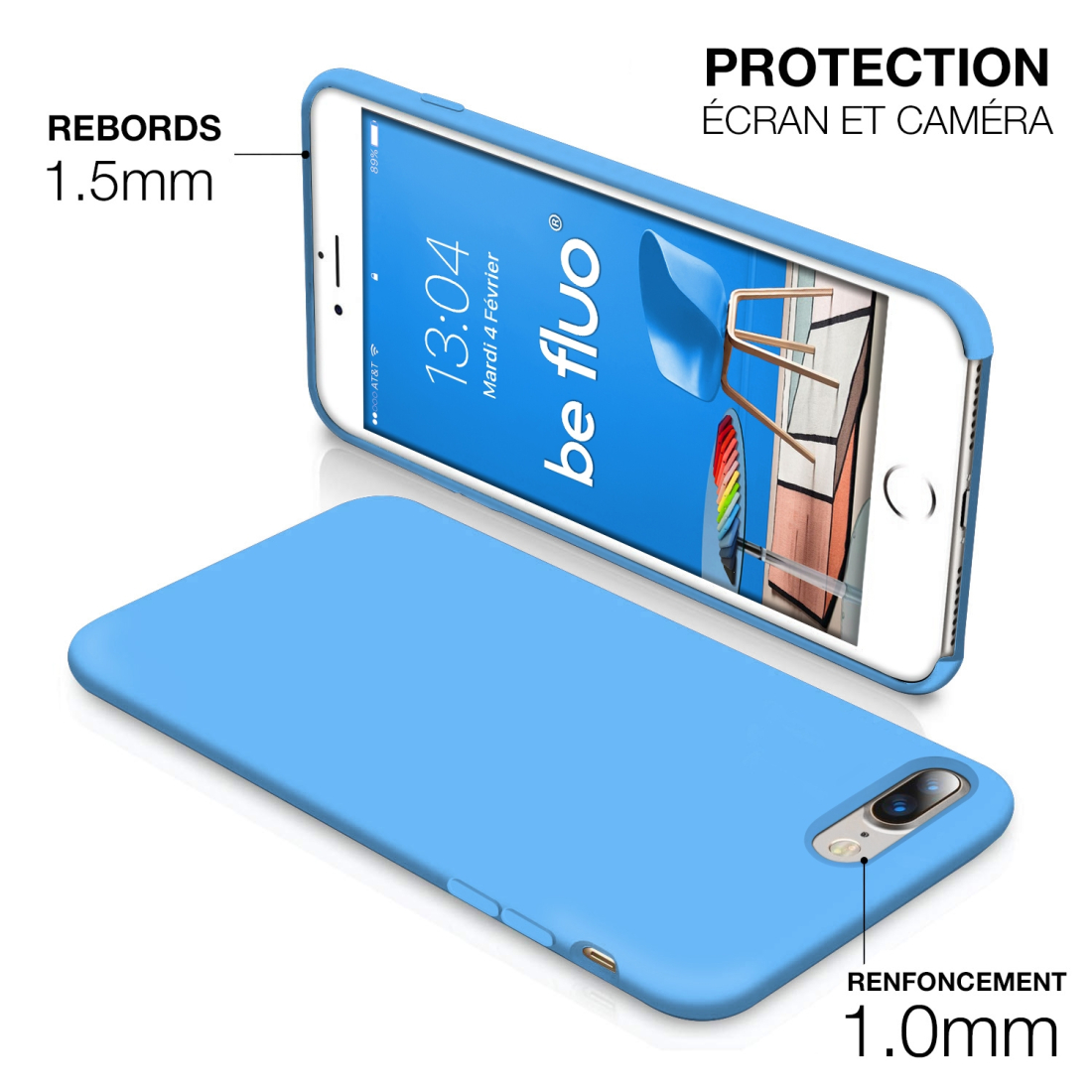 Moxie Coque iPhone 7 Plus/8 Plus [BeFluo] Coque Silicone Fine et Légère pour iPhone 8 Plus et iPhone 7 Plus, Intérieur Microfibr