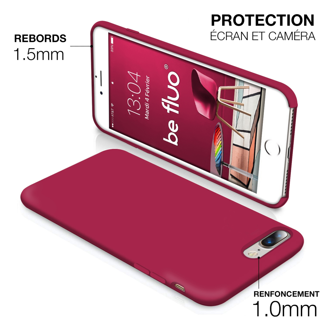 Moxie Coque iPhone 7 Plus/8 Plus [BeFluo] Coque Silicone Fine et Légère pour iPhone 8 Plus et iPhone 7 Plus, Intérieur Microfibr
