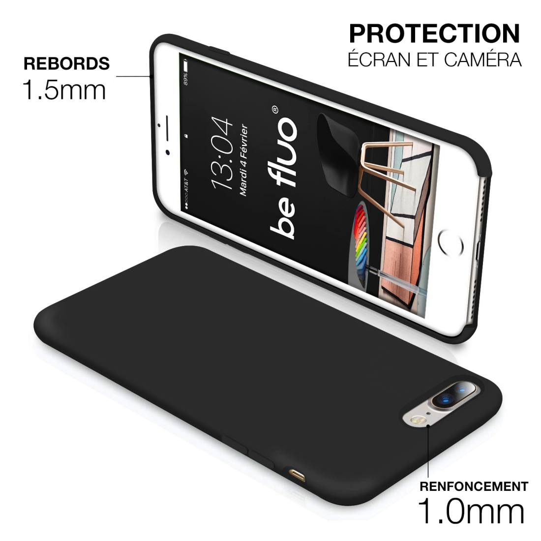 Moxie Coque iPhone 7 Plus/8 Plus [BeFluo] Coque Silicone Fine et Légère pour iPhone 8 Plus et iPhone 7 Plus, Intérieur Microfibr