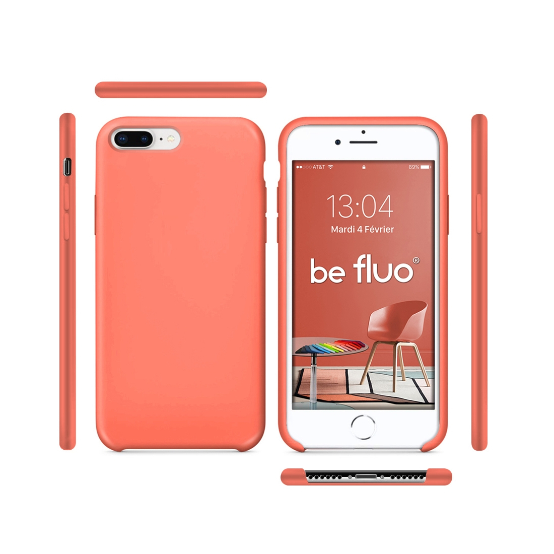 Moxie Coque iPhone 7 Plus/8 Plus [BeFluo] Coque Silicone Fine et Légère pour iPhone 8 Plus et iPhone 7 Plus, Intérieur Microfibr