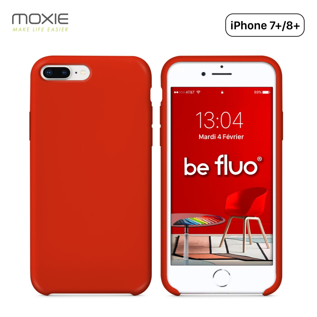 Moxie Coque iPhone 7 Plus/8 Plus [BeFluo] Coque Silicone Fine et Légère pour iPhone 8 Plus et iPhone 7 Plus, Intérieur Microfibr