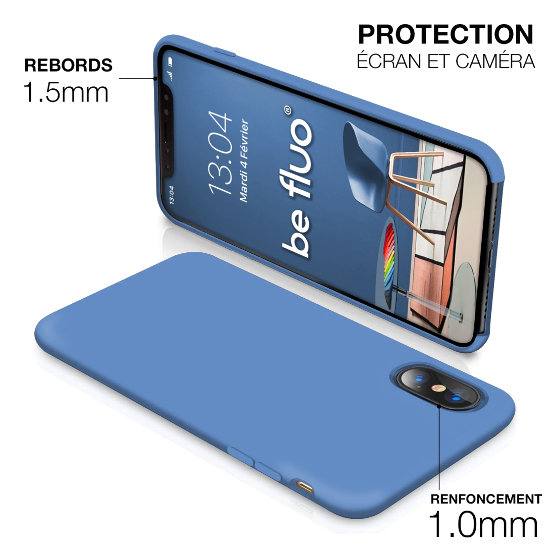 Moxie Coque iPhone XS / iPhone X [BeFluo] Coque Silicone Fine et Légère pour iPhone XS 5.8" et iPhone X, Intérieur Microfibre, C