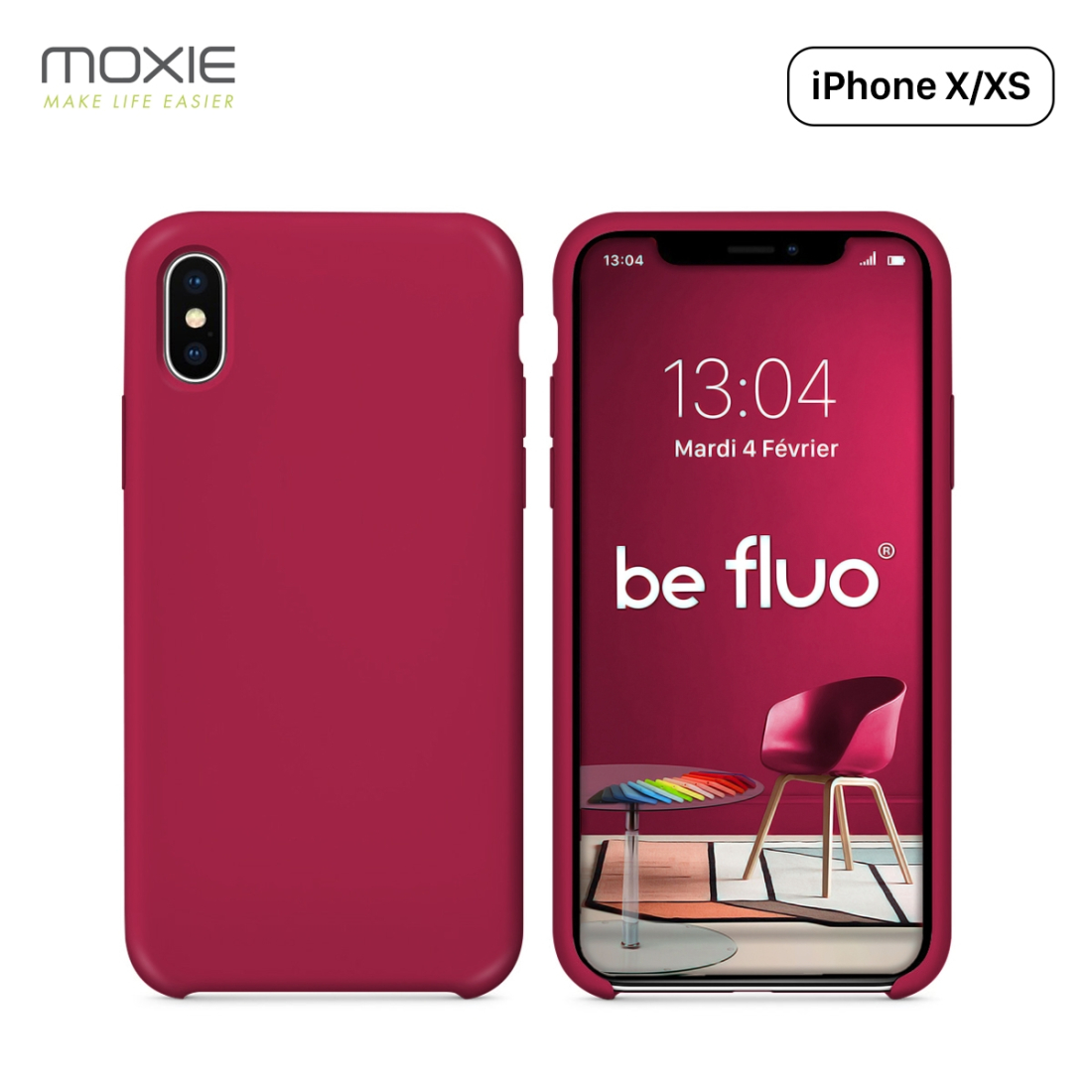 Moxie Coque iPhone XS / iPhone X [BeFluo] Coque Silicone Fine et Légère pour iPhone XS 5.8" et iPhone X, Intérieur Microfibre, C