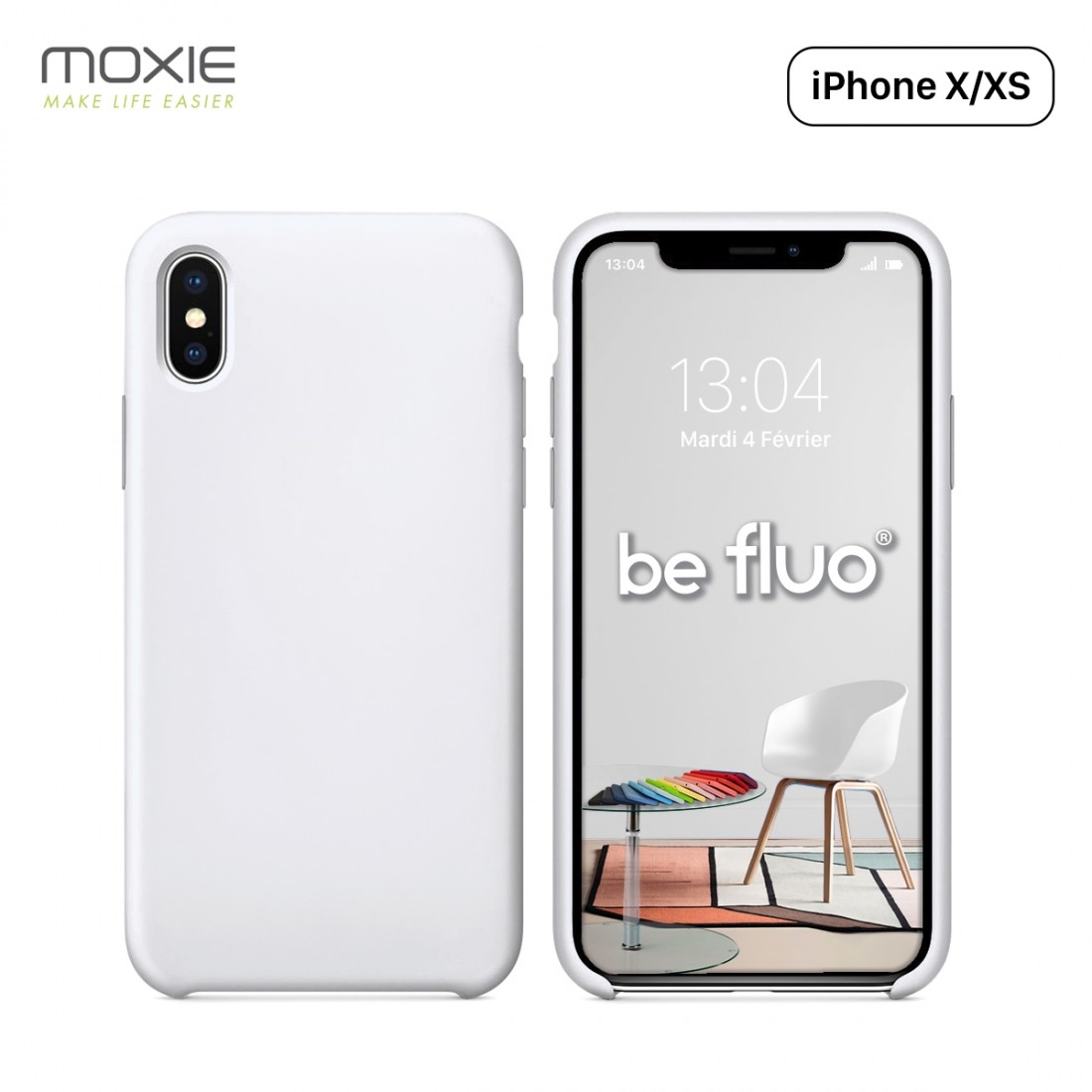 Moxie Coque iPhone XS / iPhone X [BeFluo] Coque Silicone Fine et Légère pour iPhone XS 5.8" et iPhone X, Intérieur Microfibre, C