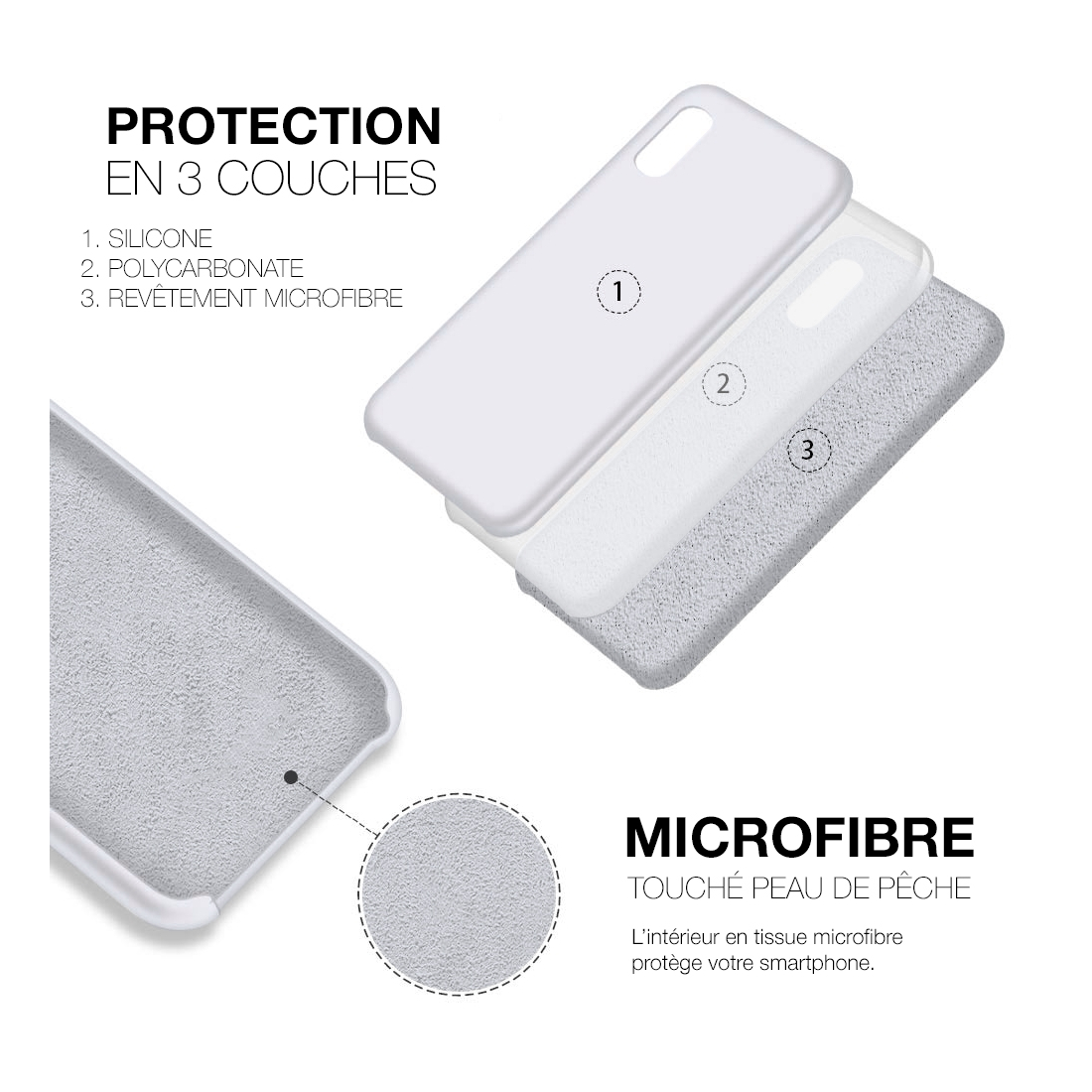 Moxie Coque iPhone XS / iPhone X [BeFluo] Coque Silicone Fine et Légère pour iPhone XS 5.8" et iPhone X, Intérieur Microfibre, C