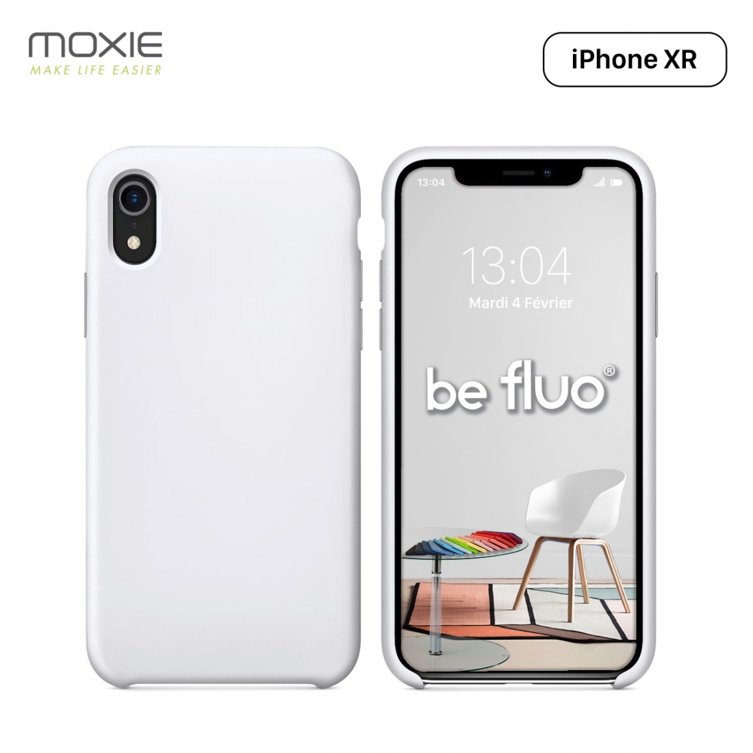 Moxie Coque iPhone XR [BeFluo] Coque Silicone Fine et Légère pour iPhone XR 6.1, Intérieur Microfibre, Coque Anti-chocs et Anti-