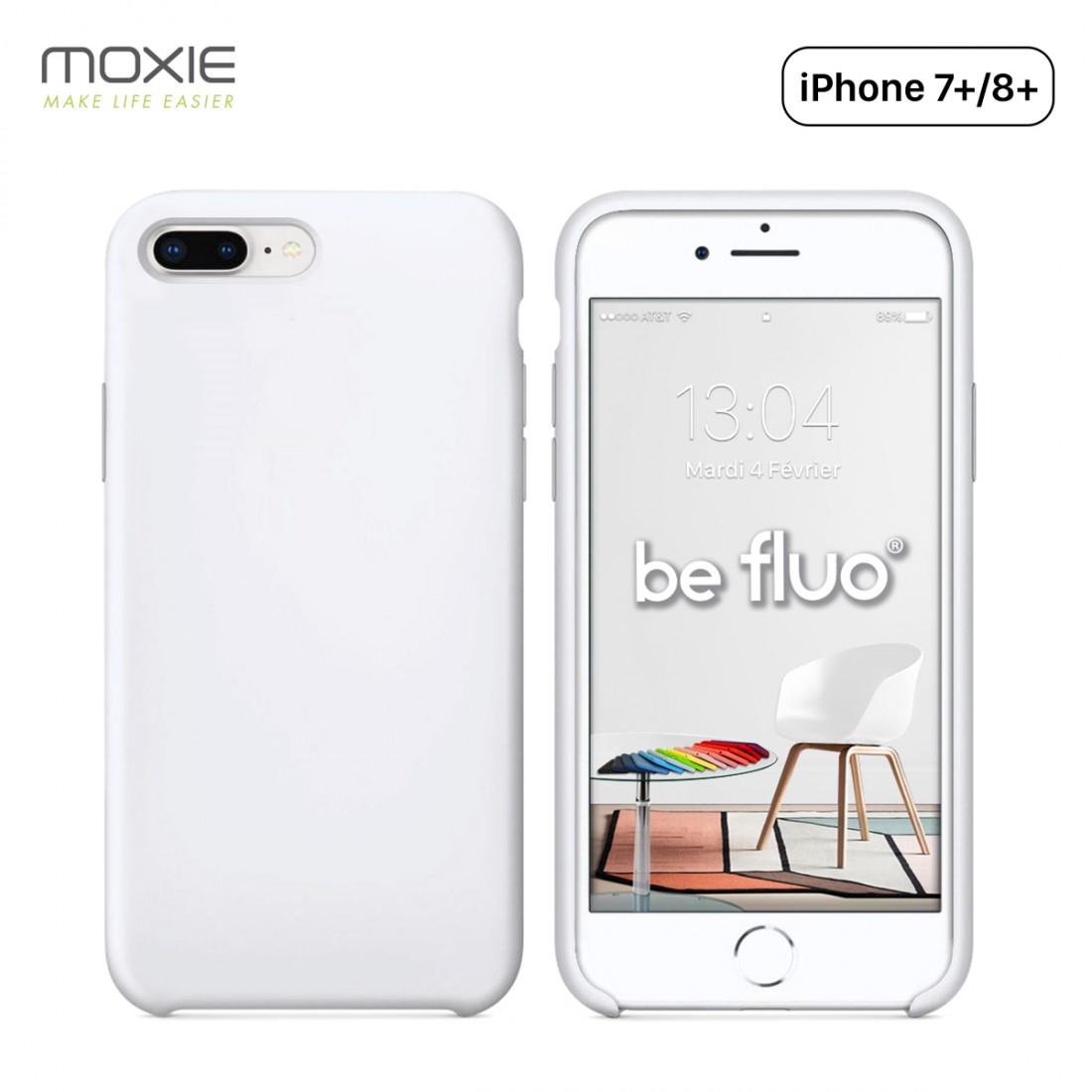 Moxie Coque iPhone 7 Plus/8 Plus [BeFluo] Coque Silicone Fine et Légère pour iPhone 8 Plus et iPhone 7 Plus, Intérieur Microfibr
