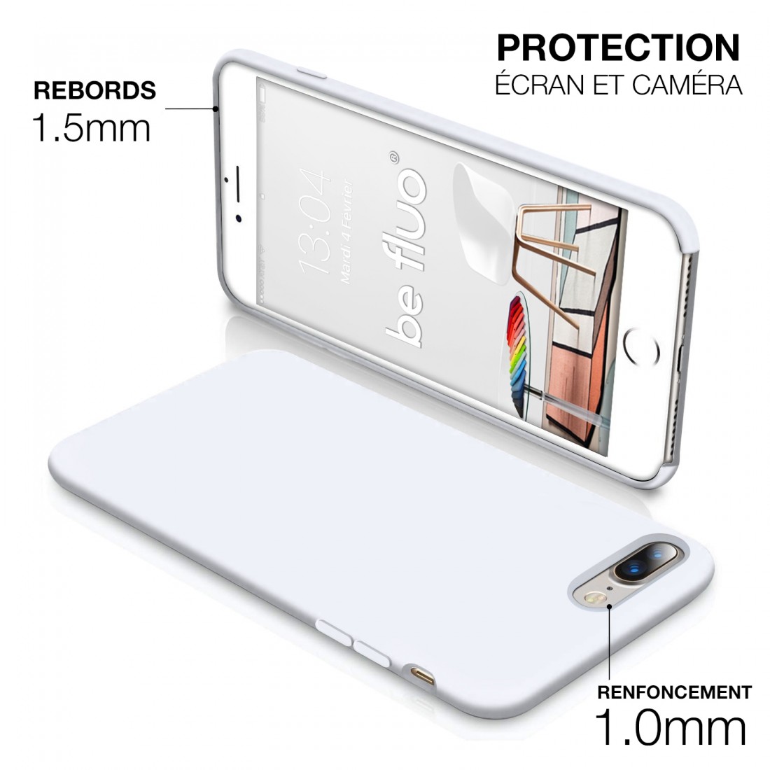 Moxie Coque iPhone 7 Plus/8 Plus [BeFluo] Coque Silicone Fine et Légère pour iPhone 8 Plus et iPhone 7 Plus, Intérieur Microfibr