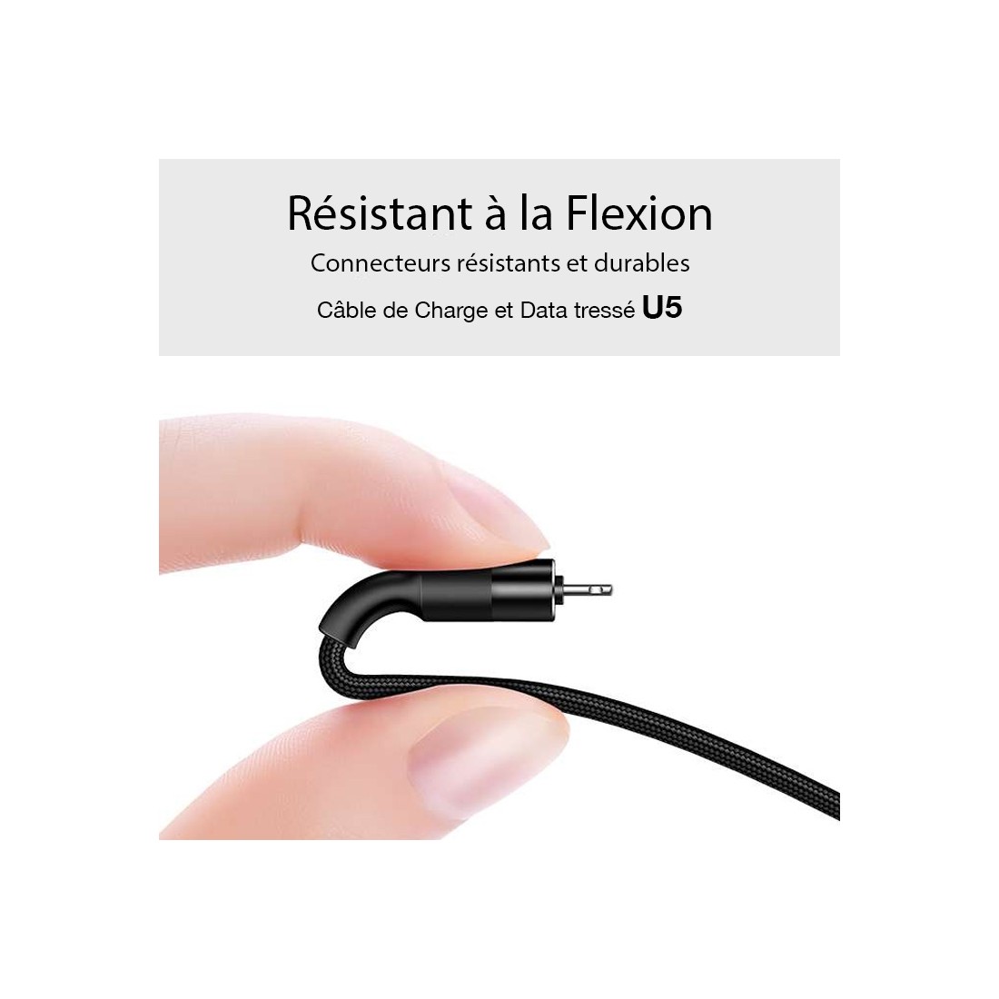 Présentoir 25 câbles tressés USAMS U5 (10 Lightning - 10 Type C - 5 Micro USB)
