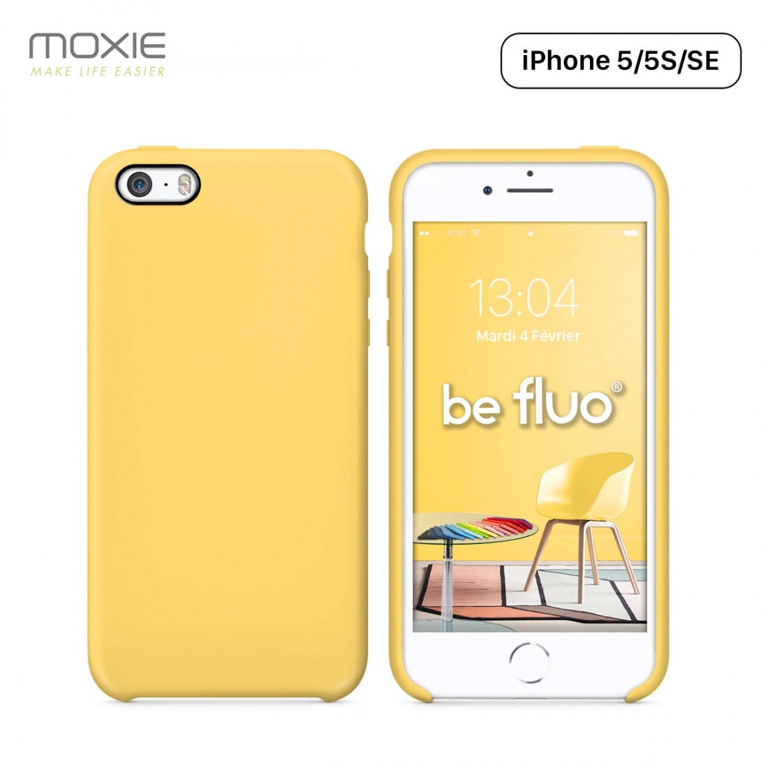 Moxie Coque iPhone 5/5S/SE [BeFluo] Coque Silicone Fine et Légère pour iPhone SE, iPhone 5S et iPhone 5, Intérieur Microfibre, C
