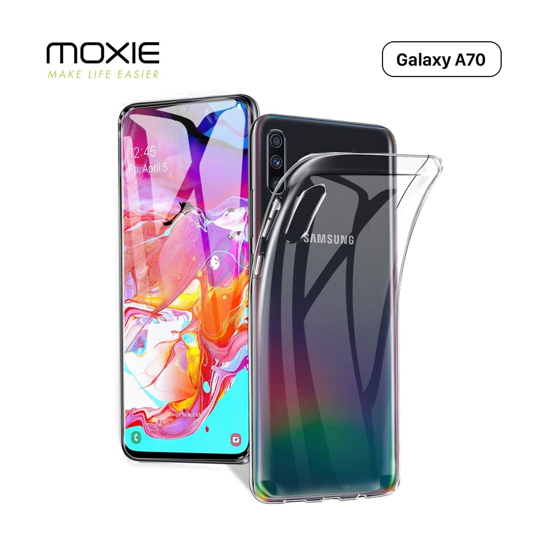 Moxie Coque Galaxy A70 [Skintrans] Coque en TPU Souple Transparente Ultra Fine pour Samsung Galaxy A70 (2019) - Transparent