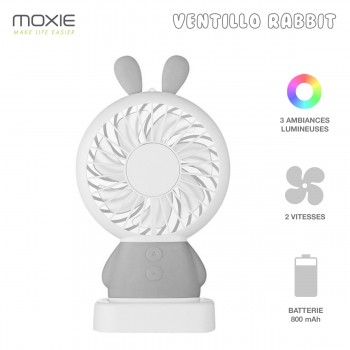 Moxie Mini Ventilateur [Rabbit Fan] Ventilateur Portatif à 2 Vitesses, Batterie de 800mAh Intégrée, Ventilo Lumineux avec Dragon