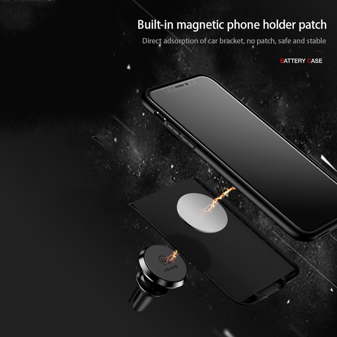 Usams Coque Batterie pour iPhone X/XS [Millie Series US-CD43] Coque Batterie 3200mAh Fine et Légère, Ultra Sécurisée pour iPhone